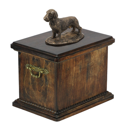Solid Wood Casket Dachshund Wirehaired Urn for Dog's ashes,with Dog statue.(23) - unique.urns_caskets