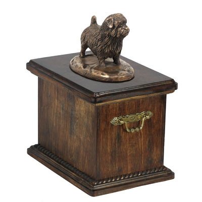 Solid Wood Casket Norfolk Terrier Memorial Urn for Dog's ashes,with Dog statue.(39) - unique.urns_caskets