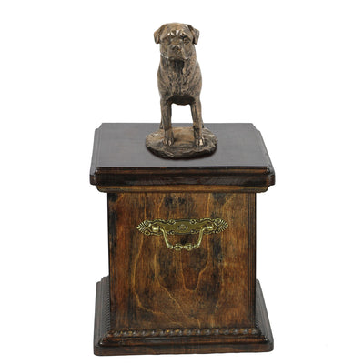 Solid Wood Casket Rottweiler Memorial Urn for Dog's ashes,with Dog statue.(44) - unique.urns_caskets