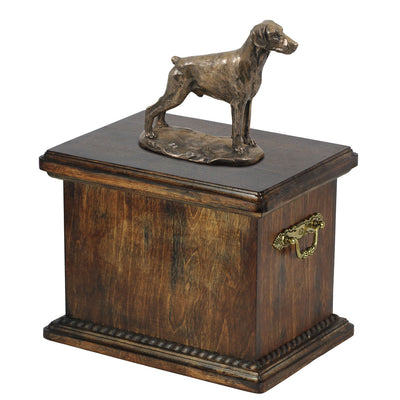 Solid Wood Casket Doberman Uncropped  Urn for Dog's ashes,with Dog statue.(25) - unique.urns_caskets