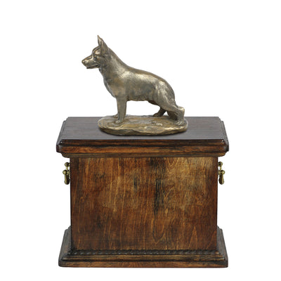 Solid Wood Casket  German Shepherd Dog Urn for Dog's ashes,with Dog statue.(32) - unique.urns_caskets