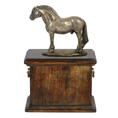 Beautiful solid wood casket with Bronze Statue - Norwegian Fjord Horse cremation casket for Horse ashes (5) - unique.urns_caskets