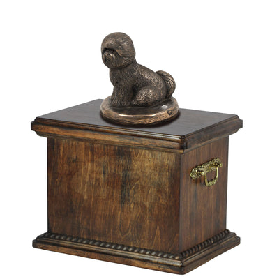 Solid Wood Casket Bichon   Memorial Urn for Dog's ashes,with Dog statue.(5) - unique.urns_caskets