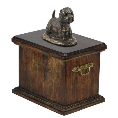 Solid Wood Casket West Highland White Terrier Memorial Urn for Dog's ashes,with Dog statue.(53) - unique.urns_caskets