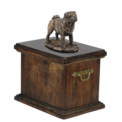 Solid Wood Casket Pug Memorial Urn for Dog's ashes,with Dog statue.(43) - unique.urns_caskets