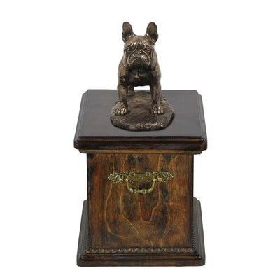 Solid Wood Casket  French Bulldog Urn for Dog's ashes,with Dog statue.(29) - unique.urns_caskets