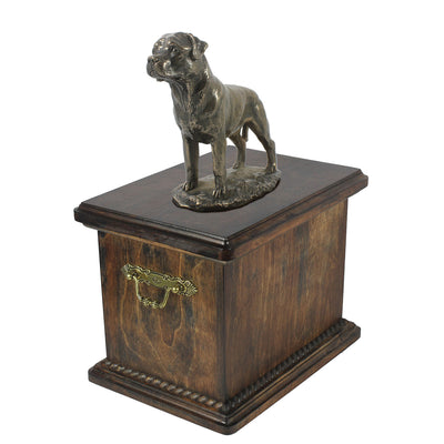 Solid Wood Casket Rottweiler with a tail Memorial Urn for Dog's ashes,with Dog statue (63) - unique.urns_caskets