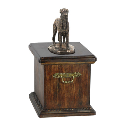 Solid Wood Casket Irish Wolfhound Dog Urn for Dog's ashes,with Dog statue.(34) - unique.urns_caskets