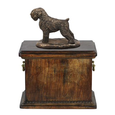 Solid Wood Casket Black Russian Terrier Memorial Urn for Dog's ashes,with Dog statue.Pet Urn(6) - unique.urns_caskets