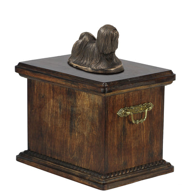 Solid Wood Casket Lhasa Apso Dog Urn for Dog's ashes,with Dog statue.(36) - unique.urns_caskets