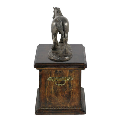 Beautiful solid wood casket with Bronze Statue - Shire  Horse cremation casket for Horse ashes (10) - unique.urns_caskets