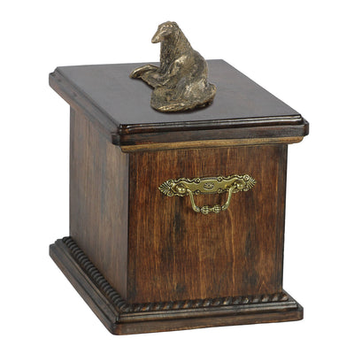 Solid Wood Casket Borzoi Lying  Urn for Dog's ashes,with Dog statue.(9) - unique.urns_caskets