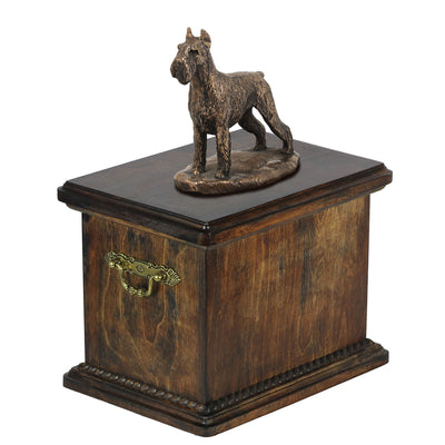 Solid Wood Casket Schnauzer cropped Memorial Urn for Dog's ashes,with Dog statue.(46) - unique.urns_caskets
