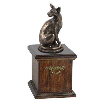 Solid Wood Casket Egyptian cat  Memorial Urn for Cat's ashes,with Cat statue ,Cat urn (59) - unique.urns_caskets