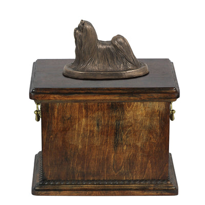 Solid Wood Casket  Shih-Tzu Memorial Urn for Dog's ashes,with Dog statue.(50) - unique.urns_caskets