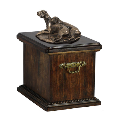 Solid Wood Casket Weimaraner pair Memorial Urn for Dog's ashes,with Dog statue.(52) - unique.urns_caskets