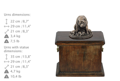 Solid Wood Casket Rottweiler mom Memorial Urn for Dog's ashes with Dog statue (45) - unique.urns_caskets