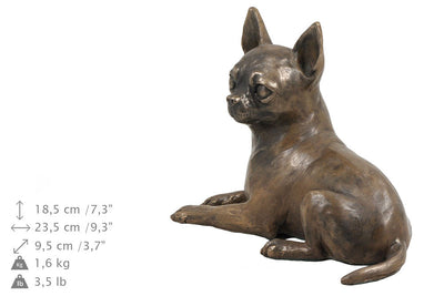 Solid Wood Casket Chihuahua Memorial Urn for Dog's ashes,with Dog statue.(57) - unique.urns_caskets