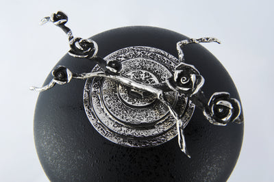 Unique Rose Glass Cremation Urn -Matt black Funeral Urn For Ashes (Art10) - unique.urns_caskets