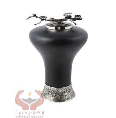 Unique Rose Glass Cremation Urn -Matt black Funeral Urn For Ashes (Art10) - unique.urns_caskets
