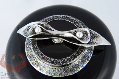 Exclusive Black Pearls Glass Cremation Urn For Adult Funeral Urn For Ashes (Art7) - unique.urns_caskets