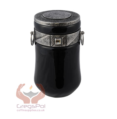 Exclusive Beautiful Glass Cremation Urn-Black with Swarovski Crystal Funeral Urn For Adult (ART9) - unique.urns_caskets