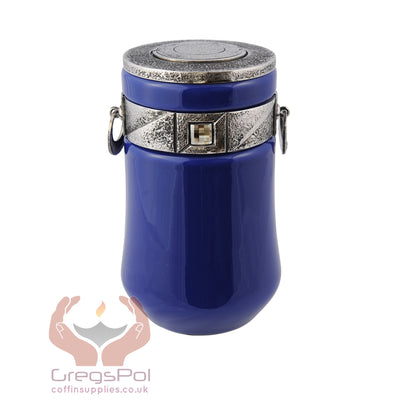 Exclusive Beautiful Glass Cremation Urn- Blue with Swarovski Crystal Funeral Urn for Adult (ART9) - unique.urns_caskets