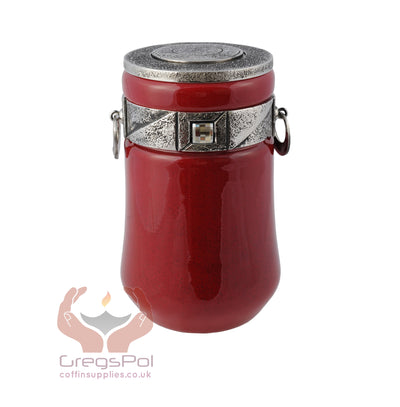 Exclusive Beautiful Glass Cremation Urn- Red with Swarovski Crystal Funeral Urn For Adult (Art9 Red) - unique.urns_caskets