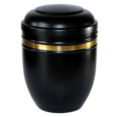 Black Aluminum Cremation Urn for Ashes with Gold Band Funeral Urn For Adult (U007)