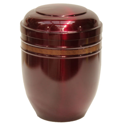 White Aluminum Cremation Urn for Ashes with Gold Band Funeral Urn For Adult (U010)