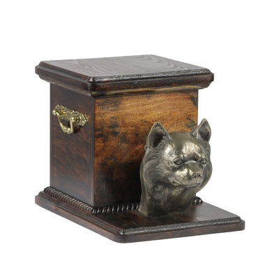 Beautiful solid wood casket cremation urn for dog’s ashes with Chihuahua (30) - unique.urns_caskets