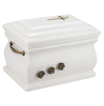 Composite Casket Cremation Ashes Urn With Brass Roses and Handless (UK88VR) - unique.urns_caskets
