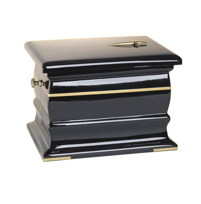 Composite Casket Cremation Ashes Urn For Adult Decorated with Gold Band (UK41) - unique.urns_caskets