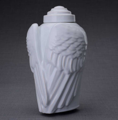 Unique Ceramic Cremation urn for ashes. Stunning memorial funeral Urn for Adult - Wings - unique.urns_caskets