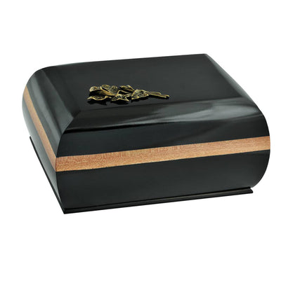Solid Wood Casket with Brass Calla Lily.Funeral Urn For Ashes.Adult Urn (WU11)