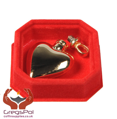 Beautiful Polished Gold Plated Heart Pendant Keepsake Locked Ashes Jewellery - unique.urns_caskets