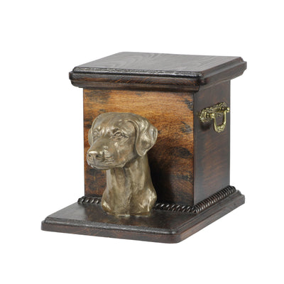 Beautiful solid wood casket cremation urn for dog’s ashes with Doberman Uncropped (40) - unique.urns_caskets