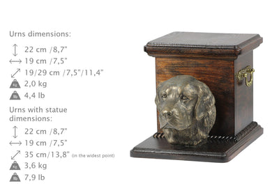 Beautiful  wood casket cremation  urn for dog’s ashes with  standing statue Golden Retriever (52) - unique.urns_caskets