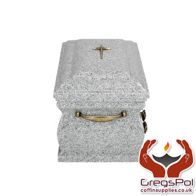 Granite Casket Cremation Ashes Urn For Adult With Brass Roses (Uk88) - unique.urns_caskets