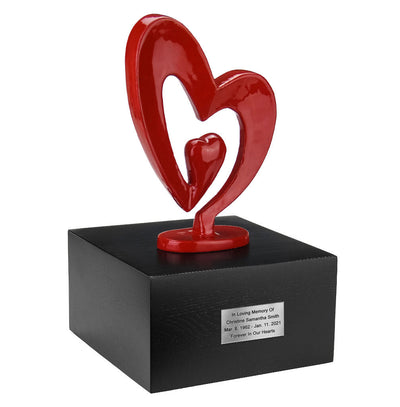 Unique Artistic Cremation Urn Red Heart  Funeral Urn For Adult - Sculpture Urn .