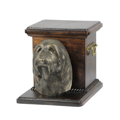 Beautiful  wood casket cremation  urn for dog’s ashes with  standing statue Bearded Collie (12) - unique.urns_caskets