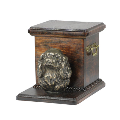 Beautiful  wood casket cremation  urn for dog’s ashes with  standing statue Cavalier King Charles Spaniel (28) - unique.urns_caskets