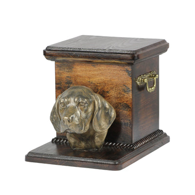 Beautiful  wood casket cremation  urn for dog’s ashes with  standing statue Beagle (11) - unique.urns_caskets