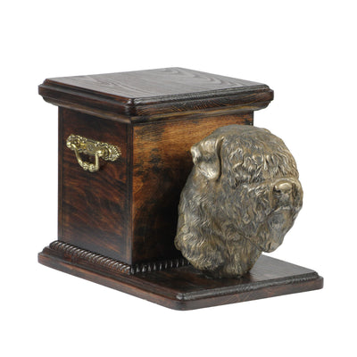 Beautiful  wood casket cremation  urn for dog’s ashes with  standing statue Black Russian Terrier (15) - unique.urns_caskets