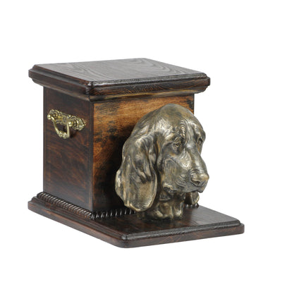 Beautiful  wood casket cremation  urn for dog’s ashes with  standing statue Basset Hound (9) - unique.urns_caskets