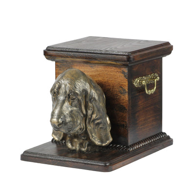 Beautiful  wood casket cremation  urn for dog’s ashes with  standing statue Basset Hound (9) - unique.urns_caskets
