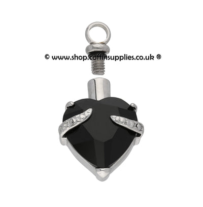 Black Heart Urn Necklace Cremation Ashes  Keepsake Pendant Locked Ashes Jewellery (KUG BLACK) - unique.urns_caskets