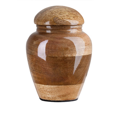Wooden Keepsake Urn for Ashes - Stunning Mango Urn Smale Size. Beautiful and lasting tribute to a lost loved one.