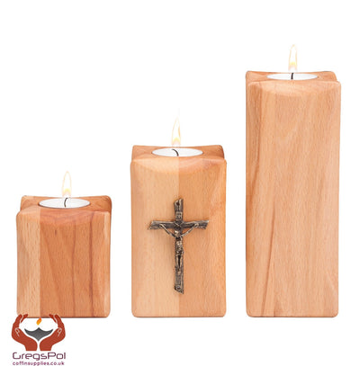 Unique Memorial Kandle Keepsake Urn Hand Made from Beech Wood, Modern Memorial Gift Keepsake+Cross - unique.urns_caskets