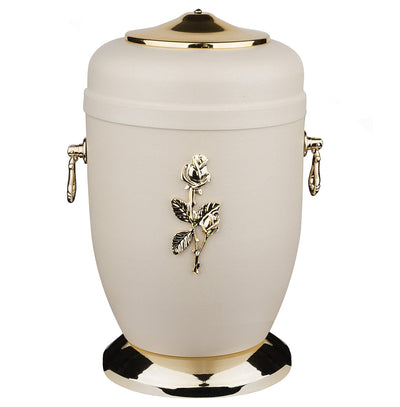 Beautifu Metal Cremation Urn for Ashes with Gold Rose Funeral Urn for Adult (M78A) - unique.urns_caskets